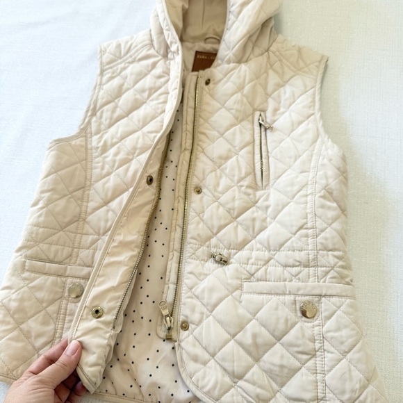 Zara for Girls Size 12 yrs. Ivory Quilted Hooded Vest Pockets Zip Up - Picture 9 of 9